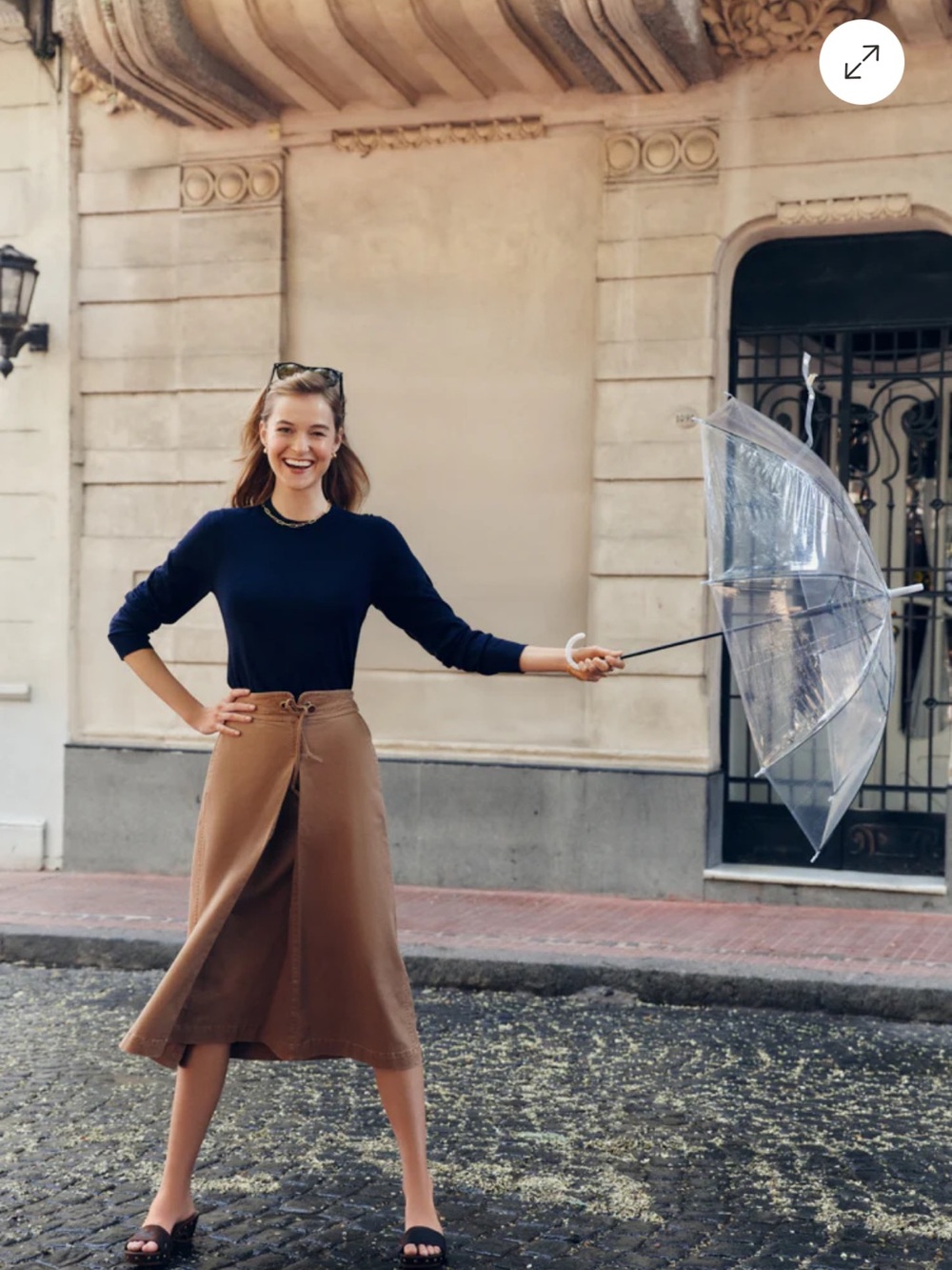 Truffle Brown Chino Midi Skirt